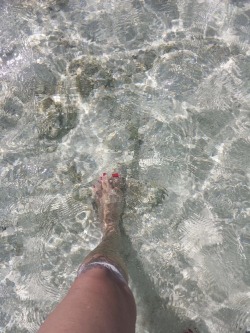 The water is crystal clear and super salty!