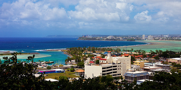 View overlooking Chamorro Village and Marina in Hagatna, Guam