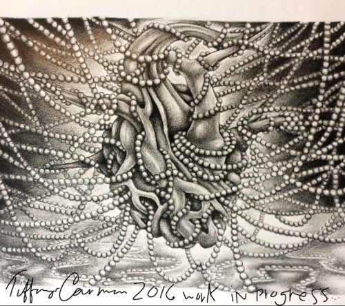 micron pen drawing on archival paper, work-in-progress, (c) 2015 Tiffany Carman