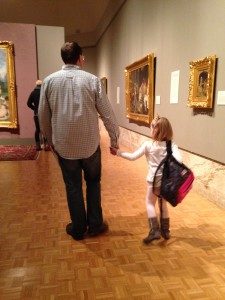 A girl and her dad at Joslyn Art Museuem