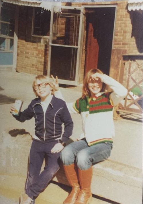 My brother and I in front of the old Theodore's, Old Market, 1970s