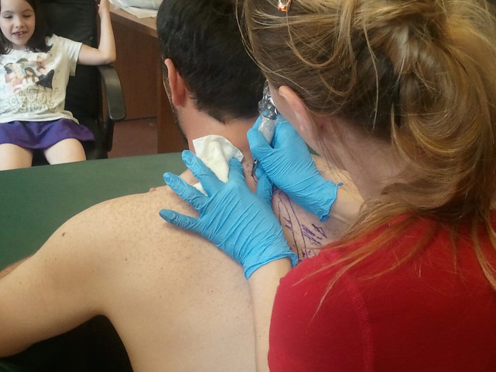 Me tattooing at Rawhide, 2012